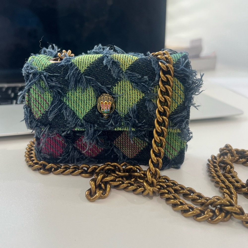 Kurt Geiger “MICRO KENSINGTON BAG” Stylish Denim Patchwork Crossbody Bag